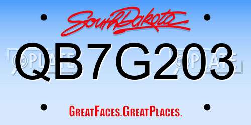 QB7G203 South Dakota License Plate