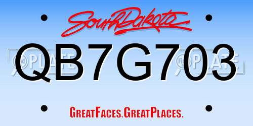QB7G703 South Dakota License Plate