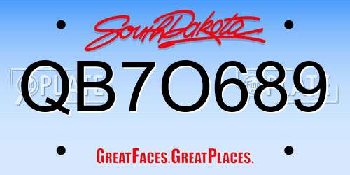 QB7O689 South Dakota License Plate