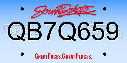 QB7Q659 South Dakota License Plate