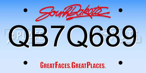 QB7Q689 South Dakota License Plate