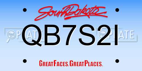 QB7S2I South Dakota License Plate