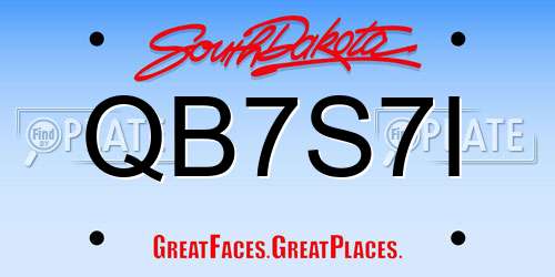 QB7S7I South Dakota License Plate