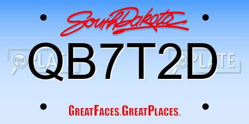 QB7T2D South Dakota License Plate