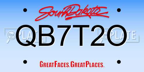 QB7T2O South Dakota License Plate