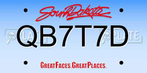 QB7T7D South Dakota License Plate