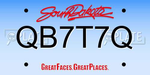 QB7T7Q South Dakota License Plate