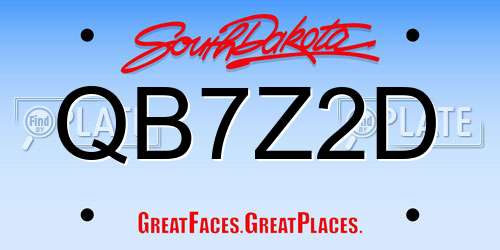 QB7Z2D South Dakota License Plate