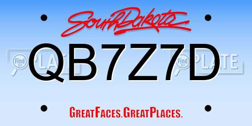 QB7Z7D South Dakota License Plate