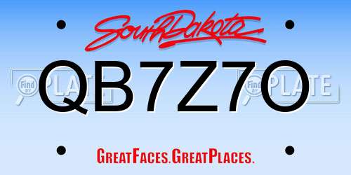 QB7Z7O South Dakota License Plate