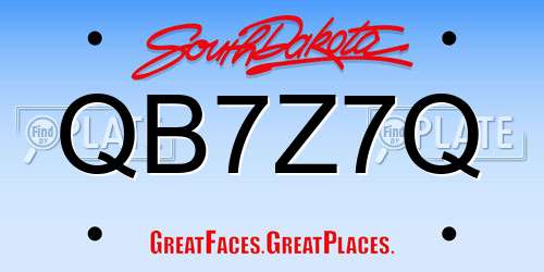 QB7Z7Q South Dakota License Plate