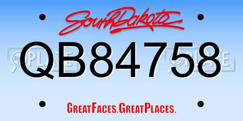 QB84758 South Dakota License Plate