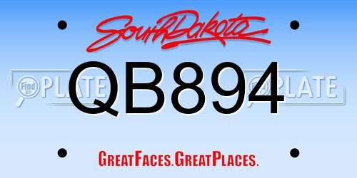 QB894 South Dakota License Plate