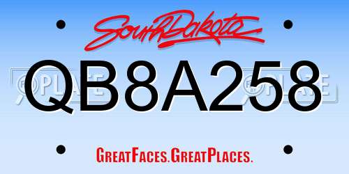 QB8A258 South Dakota License Plate