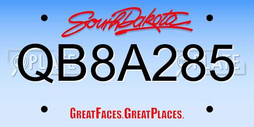 QB8A285 South Dakota License Plate