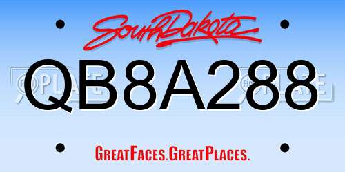 QB8A288 South Dakota License Plate