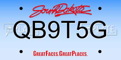 QB9T5G South Dakota License Plate