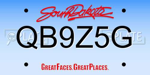 QB9Z5G South Dakota License Plate