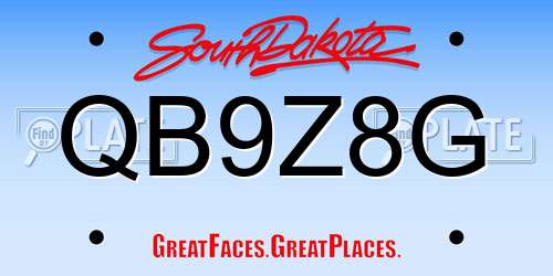 QB9Z8G South Dakota License Plate