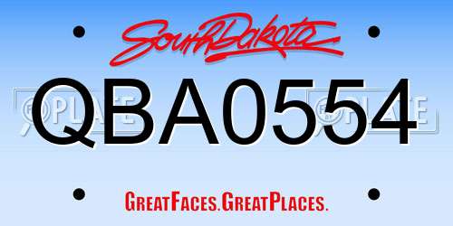 QBA0554 South Dakota License Plate