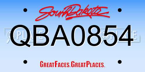 QBA0854 South Dakota License Plate