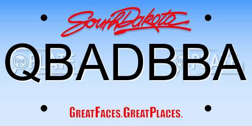 QBADBBA South Dakota License Plate