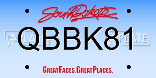QBBK81 South Dakota License Plate