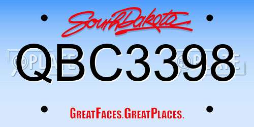 QBC3398 South Dakota License Plate