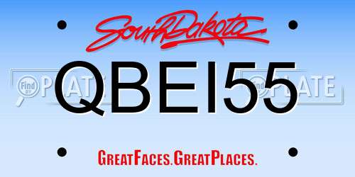 QBEI55 South Dakota License Plate