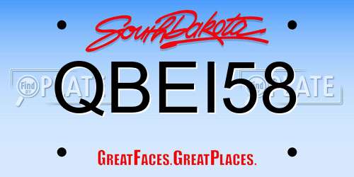 QBEI58 South Dakota License Plate