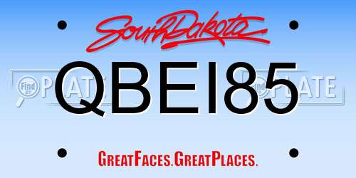QBEI85 South Dakota License Plate