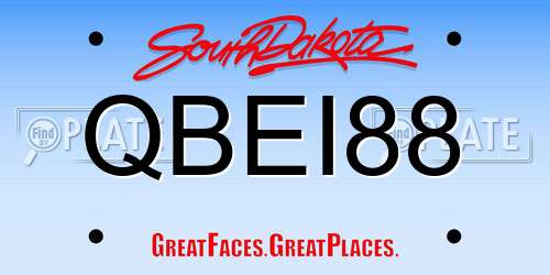 QBEI88 South Dakota License Plate