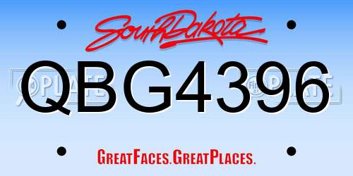 QBG4396 South Dakota License Plate