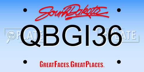 QBGI36 South Dakota License Plate
