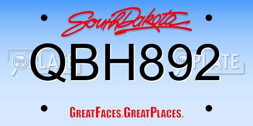 QBH892 South Dakota License Plate