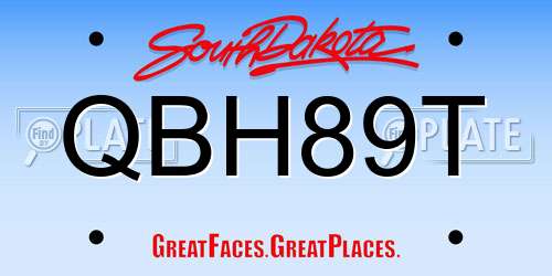 QBH89T South Dakota License Plate
