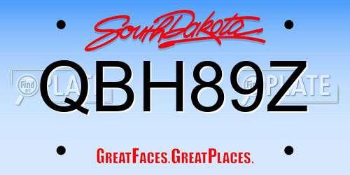 QBH89Z South Dakota License Plate