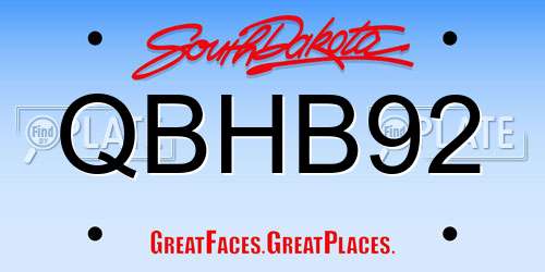 QBHB92 South Dakota License Plate