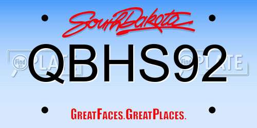 QBHS92 South Dakota License Plate