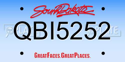 QBI5252 South Dakota License Plate