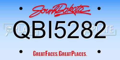 QBI5282 South Dakota License Plate