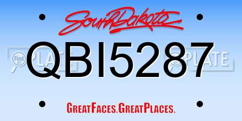 QBI5287 South Dakota License Plate
