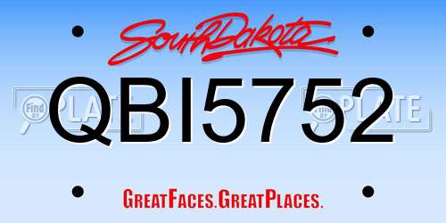 QBI5752 South Dakota License Plate