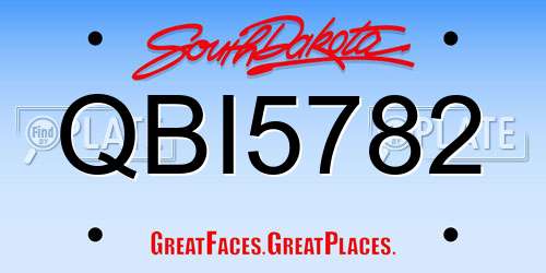 QBI5782 South Dakota License Plate