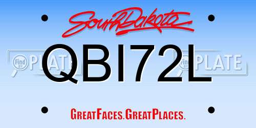 QBI72L South Dakota License Plate
