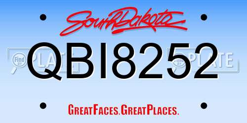 QBI8252 South Dakota License Plate