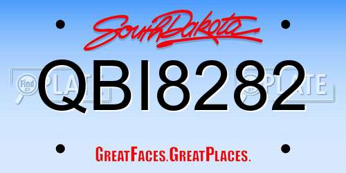 QBI8282 South Dakota License Plate