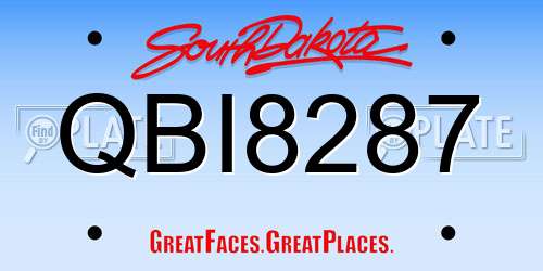 QBI8287 South Dakota License Plate