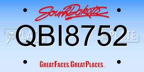 QBI8752 South Dakota License Plate