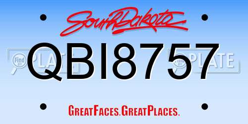 QBI8757 South Dakota License Plate